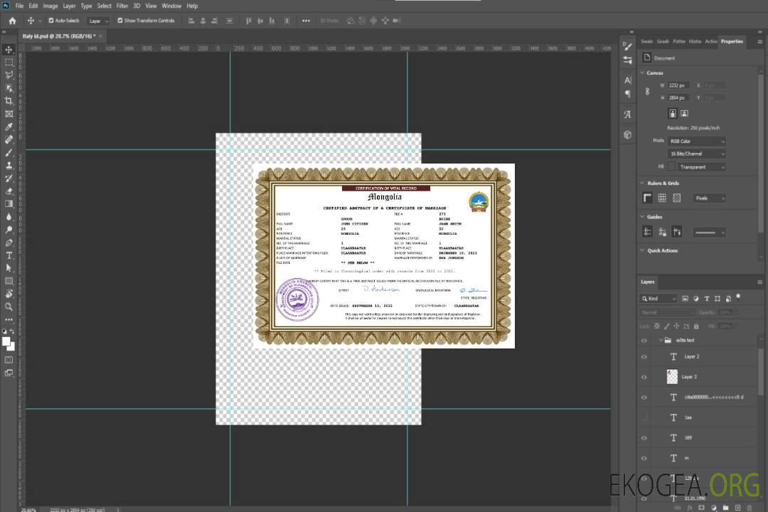 Modèle Word et PDF de certificat de mariage en Mongolie template